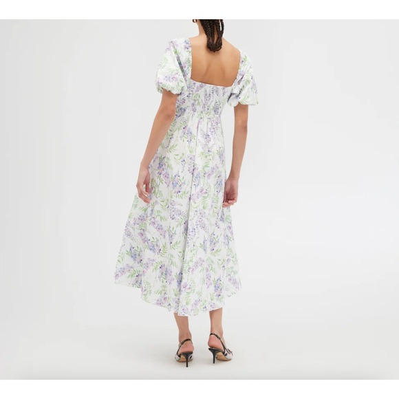 NWT Hill House Sz XS Matilda Midi Dress Wisteria White Floral Bridgerton Cottage - Picture 5 of 14